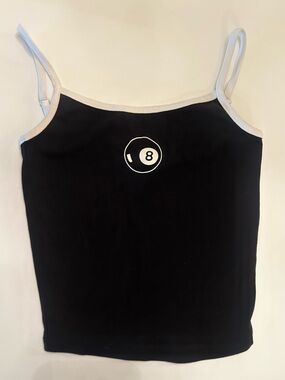 Y2k Black Tank Top with 8-Ball Graphic - Women's